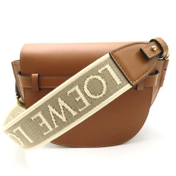 LOEWE Gate Dual Shoulder Bag Calfskin Leather Jacquard Brown Tan - Picture 2 of 10